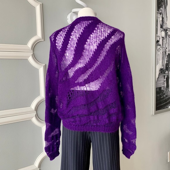 Roberto Cavalli Tiger Print Oversized Mohair Sweater Size 8 - Picture 9 of 14